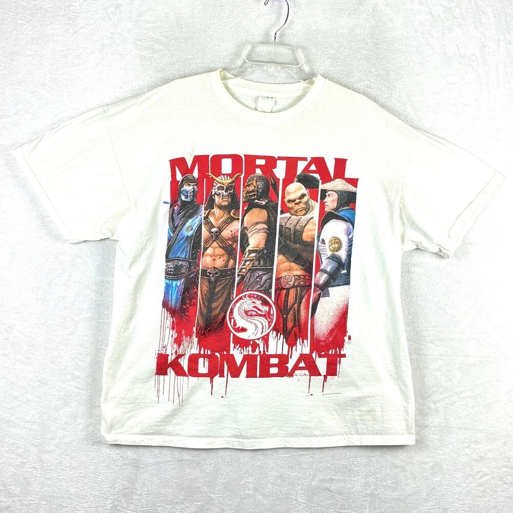 VTG Mortal Kombat T-Shirt Mens XXL White Retro Arcade Video Game Promo Rare 90s